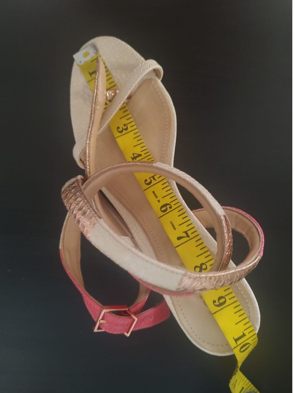 Schutz Cleo Snake Block Heel Sandals Metallic Gold Pink Ivory 10 - Picture 12 of 16